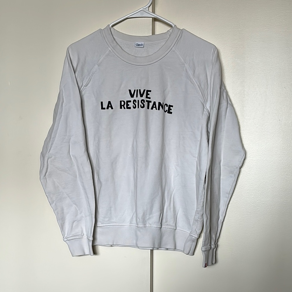 Clare V White 'Vive La Resistance' Light Sweatshirt
